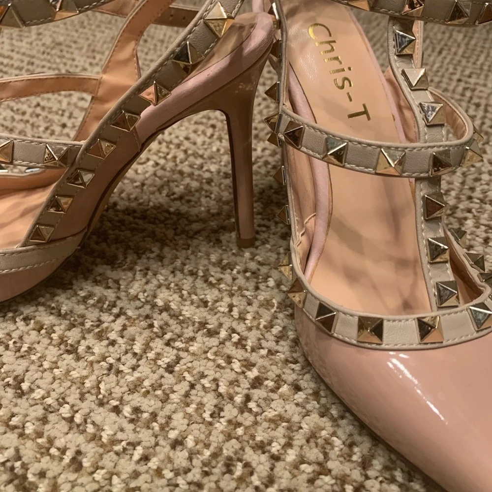 Nude Studded Heels- size 6.5 - Picture 3 of 6